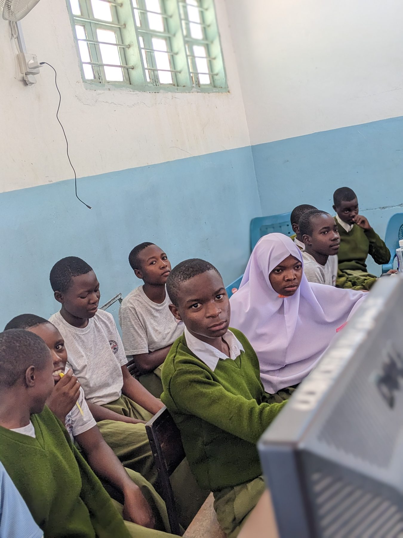 Students using computers in the Nala Secondary School computer laboratory in Tanzania